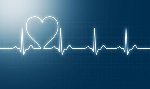 EKG trace with a heart
